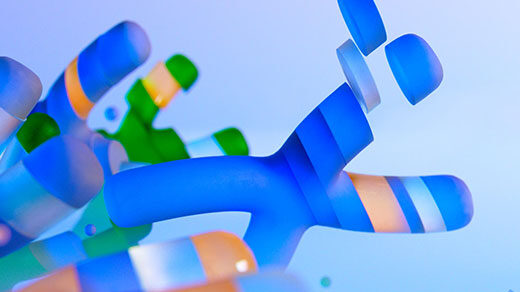 An artist’s 3D illustration of chromosomes splitting and fusing together.